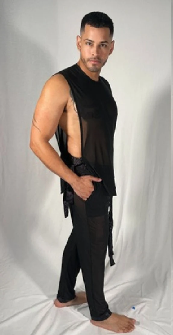Homme Fetish sheer Cruise top and pants in Smoke
